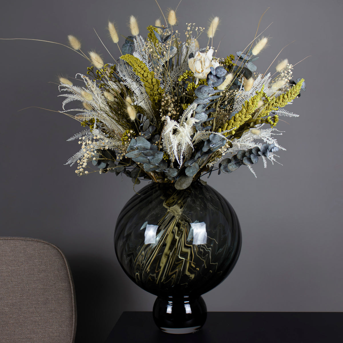 Grøn Harmoni 💐 Grøn og hvid buket - LIVING FLOWERS
